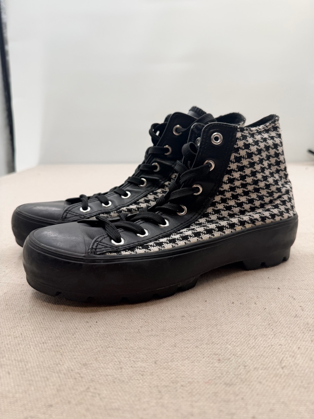Jessica Carlyle Houndstooth High Top Sneakers
